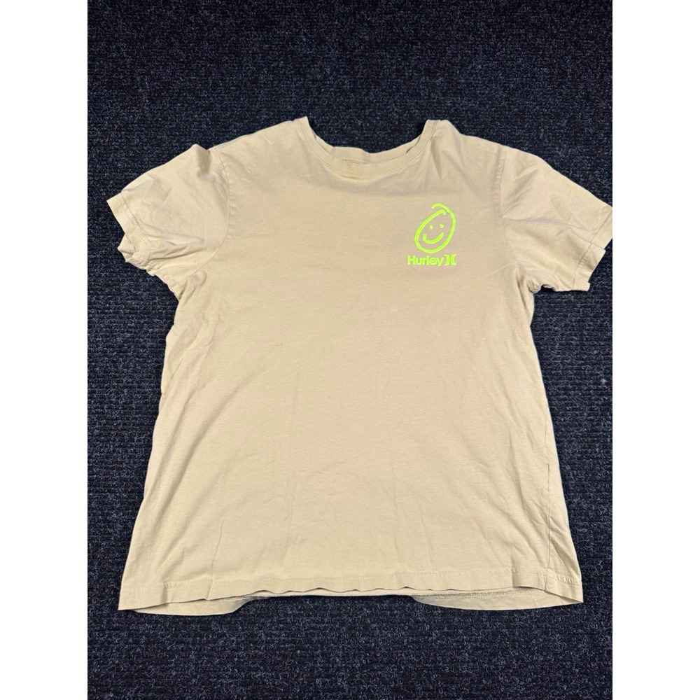 Hurley Have Fun T Shirt Womens Large Tan Neon Graphic Surf Skate Tee